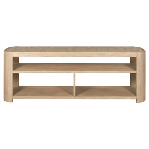 Surfside Coastal Beach Woven Rattan Brown Wood Media Console - 77&quot;