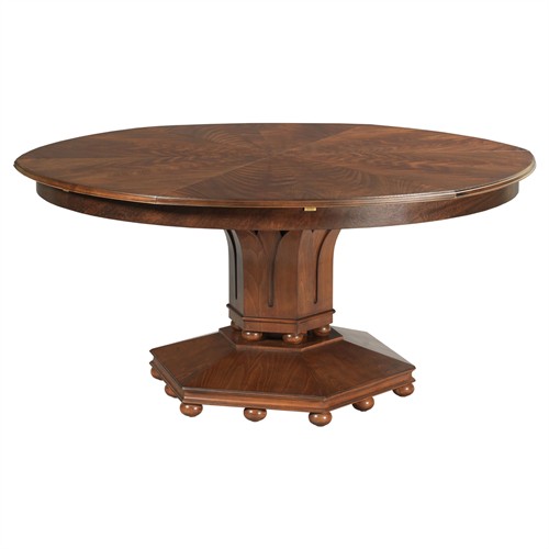 Tulip French Country Dark Brown Wood Round Extendable Jupe Dining Table - 66-87&quot;