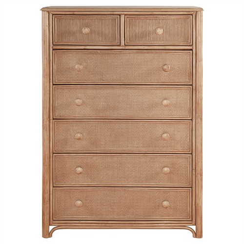 Elliana Coastal Beach Brown Woven Rattan Tall Chest