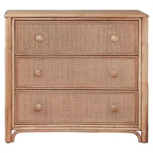 Elliana Coastal Beach Brown Woven Rattan Bachelor Chest