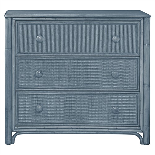 Elliana Coastal Beach Dark Blue Woven Rattan Bachelor Chest