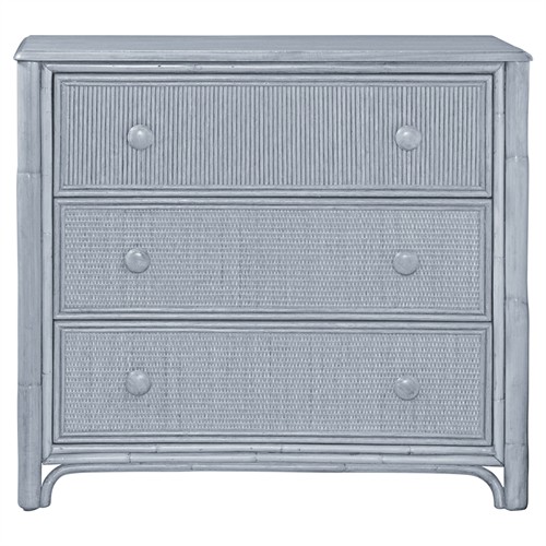Elliana Coastal Beach Blue Woven Rattan Bachelor Chest