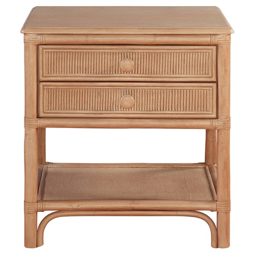 Elliana Coastal Beach Brown Woven Rattan Nightstand