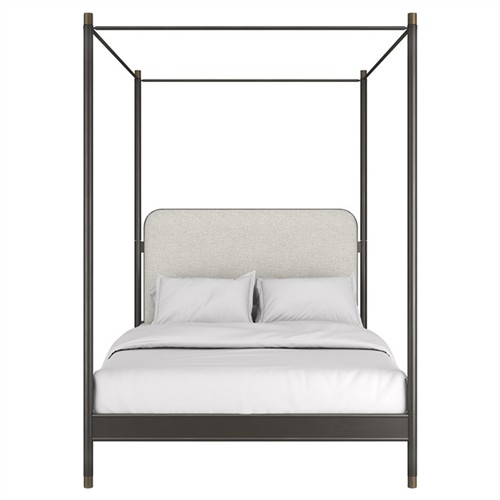 Cameron Modern Classic Off White Performance Metal Canopy Bed - Queen