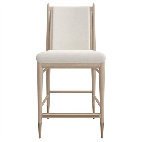 Abrielle Modern Classic White Boucle Oak Wood Counter Stool