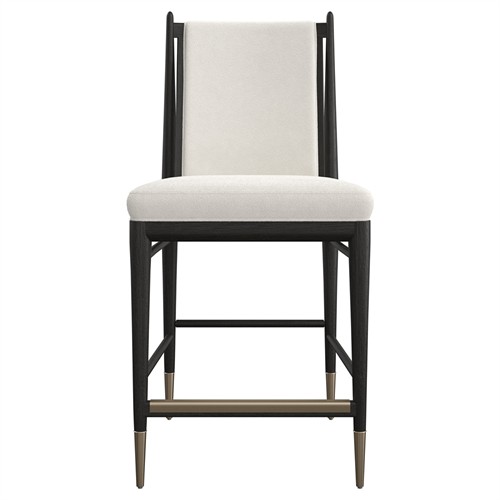 Abrielle Modern Classic White Boucle Oak Wood Counter Stool