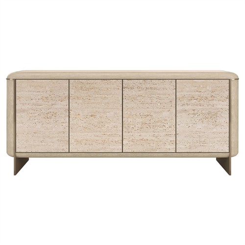 Milan Modern Classic Brown Oak Travertine Sideboard