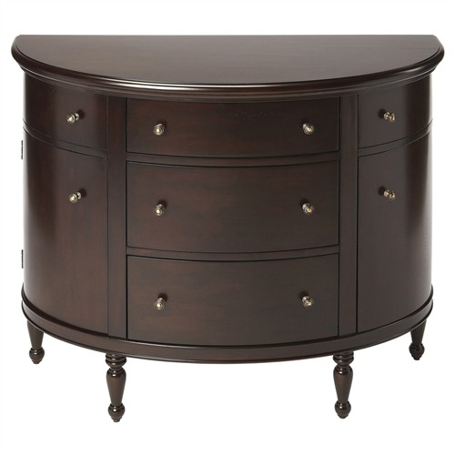 Aya Updated Traditional Dark Brown Mahogany Wood Demilune Console Table