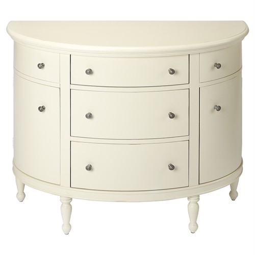 Aya Updated Traditional White Mahogany Wood Demilune Console Table