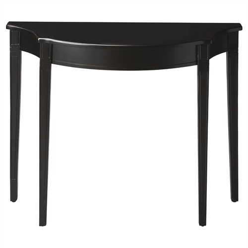 Charles French Country Black Wood Demilune Console Table