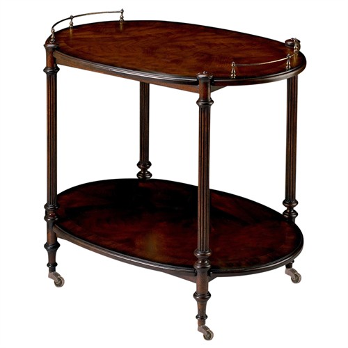 Quincy Updated Traditional Dark Brown Wood Bar Cart