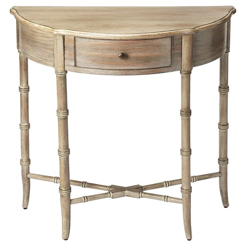 Mimi French Country Grey Wood Demilune Console Table