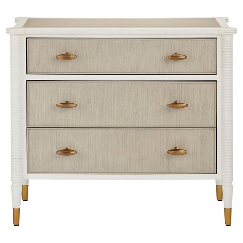 Ejiro Modern Classic Off White Mahogany Brown Oak Chest