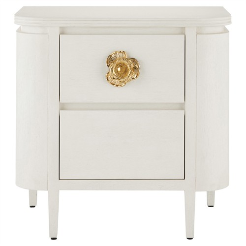 Sazana Modern Classic White Oak Demilune Nightstand