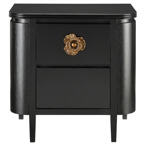 Sazana Modern Classic Black Oak Demilune Nightstand