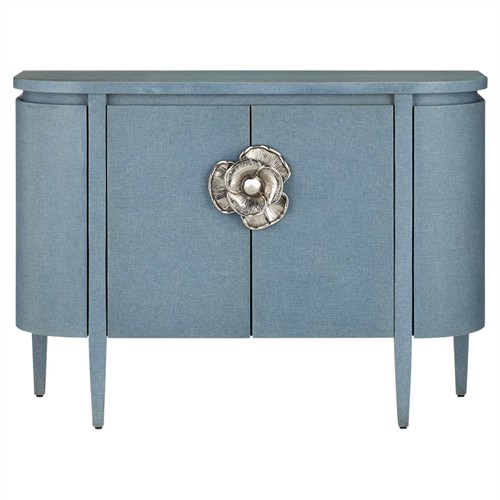 Sazana Modern Classic Blue Linen Oak Demilune Sideboard