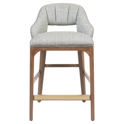 Camila Modern Classic Grey Performance Brown Oak Counter Stool