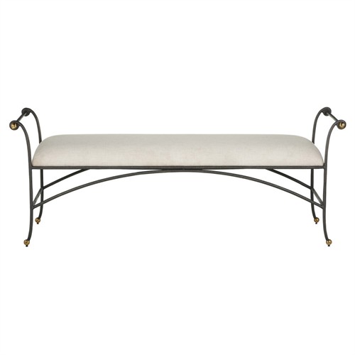 Nicole Updated Traditional Beige Performance Black Steel Bedroom Bench