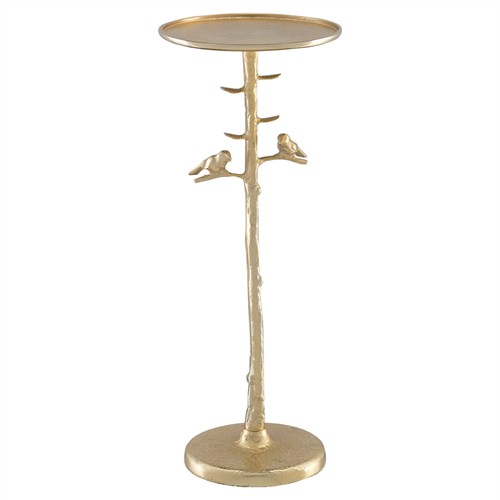 Porto Modern Classic Gold Metal Birds Round Drink Table