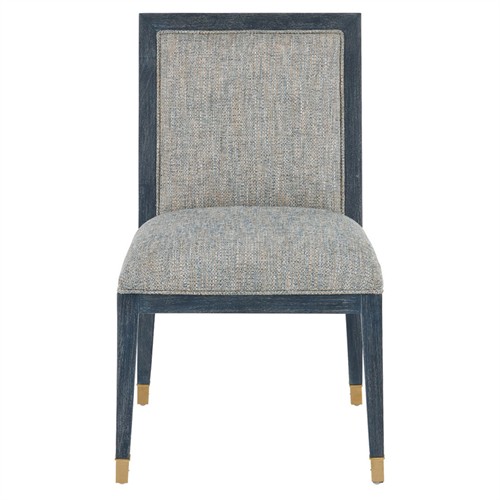 Bella Coastal Beach Grey Performance Blue Rattan Dining Chair