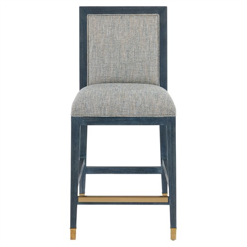 Bella Coastal Beach Grey Performance Blue Rattan Counter Stool