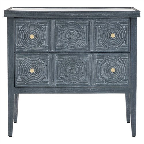 Bella Coastal Beach Blue Rattan Wood Chest