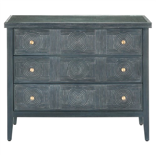 Bella Coastal Beach Blue Rattan Wood Dresser