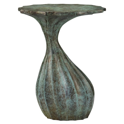Tara Modern Classic Green Cast Aluminum Accent Table