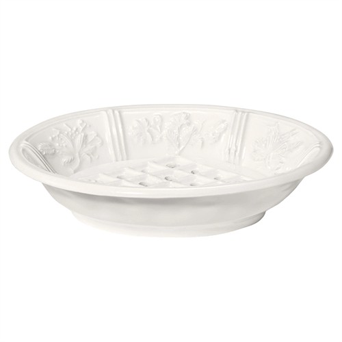 AERIN Josepha French Country White Ceramic Floral Soap Dish
