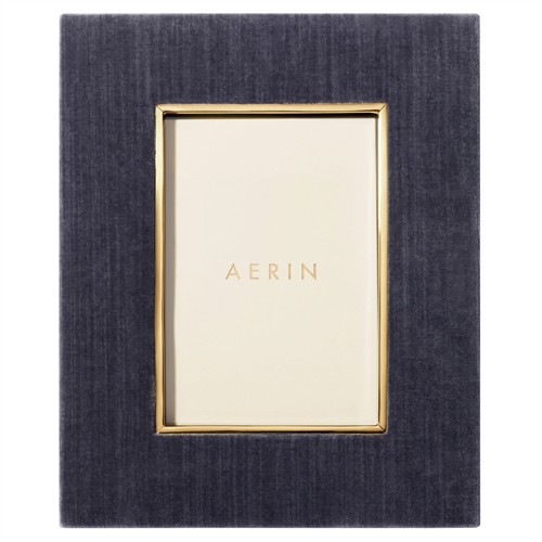 AERIN Valentina Updated Traditional Dusk Blue Velvet Photo Frame - 4x6