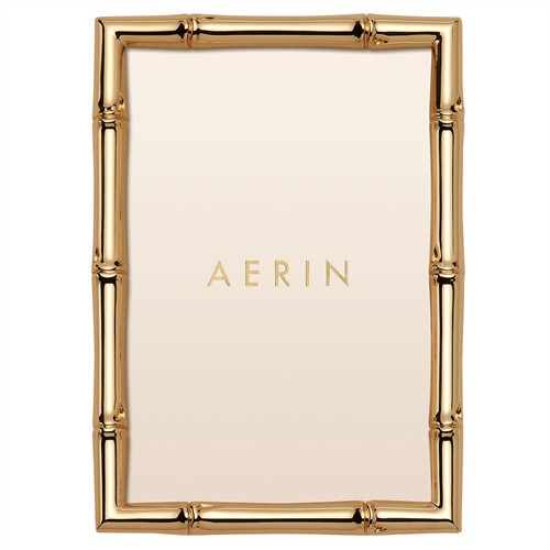 AERIN Ava Coastal Beach Gold Brass Bamboo Photo Frame - 4x6