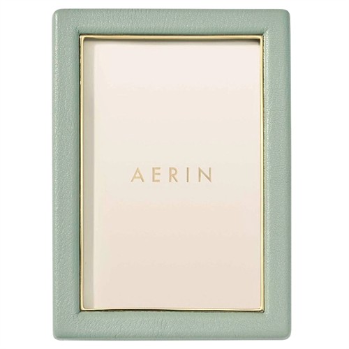 AERIN Piero Modern Classic Eucalyptus Leather Photo Frame - 4x6