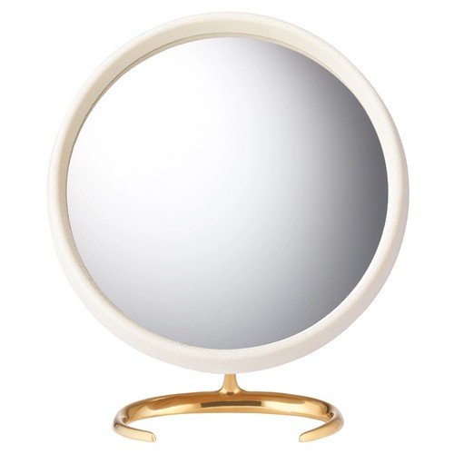 AERIN Updated Traditional Cream Embossed Shagreen Vanity Mirror