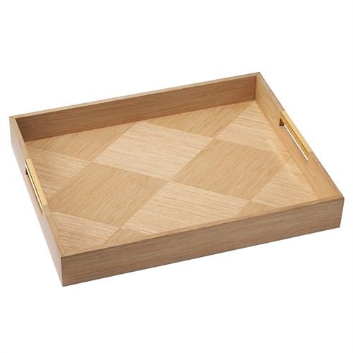 AERIN Marcello Modern Classic Brown Oak Wood Tray