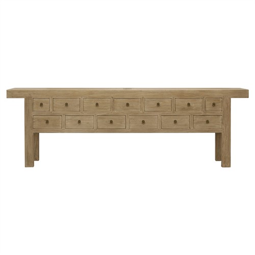 Ian Rustic Lodge Bleached Brown Elm Wood Rectangular Console Table