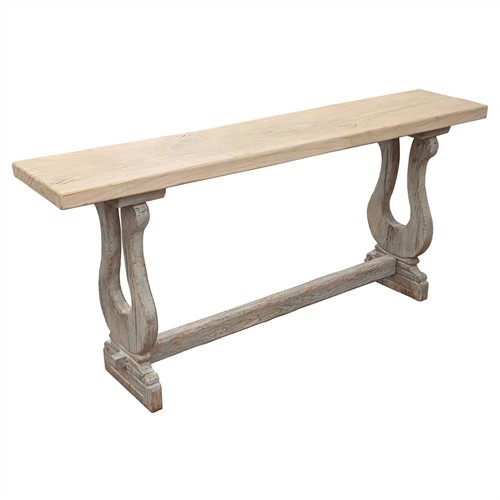 Calista French Country Natural Elm Wood Rectangular Console Table