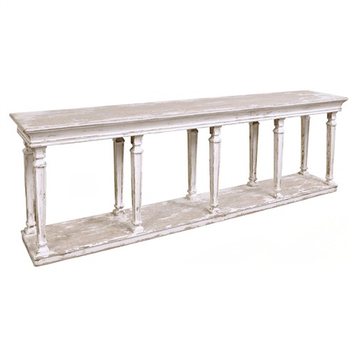Cambria French Country Antique White Reclaimed Pine Rectangular Console Table