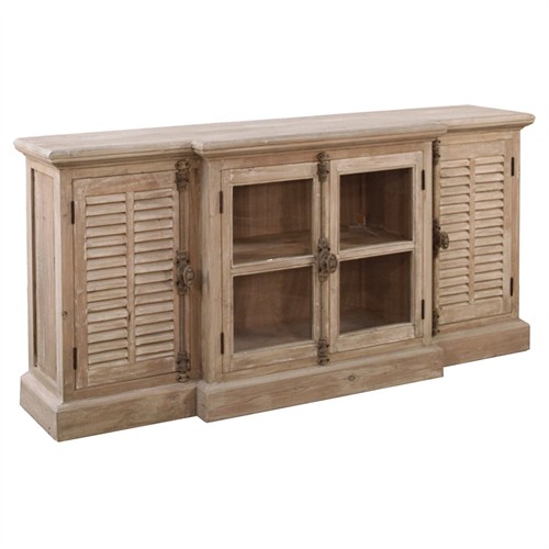 Celeste French Country Washed Brown Reclaimed Pine Wood Media Console - 64&quot;