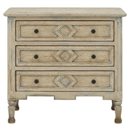 Jiselle French Country Distressed Light Blue Reclaimed Pine Bachelor Chest