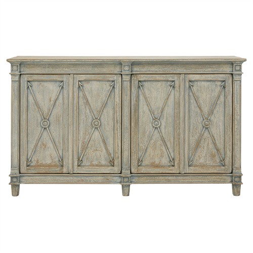 Jarren French Country Distressed Light Blue Reclaimed Pine Wood Sideboard