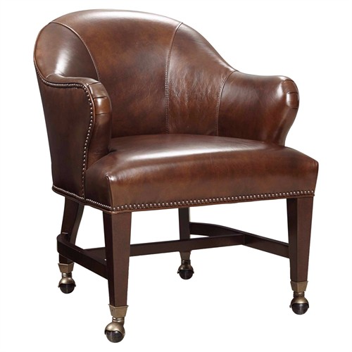 Kathleen Updated Traditional Brown Leather Game Chair