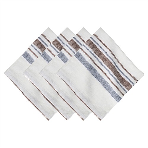 Juliska Danish Coastal Beach Taupe Cotton Stripe Napkin - Set of 4