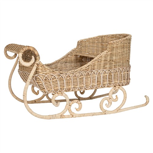 Juliska Provence French Country Whitewash Rattan Sleigh Floor Basket