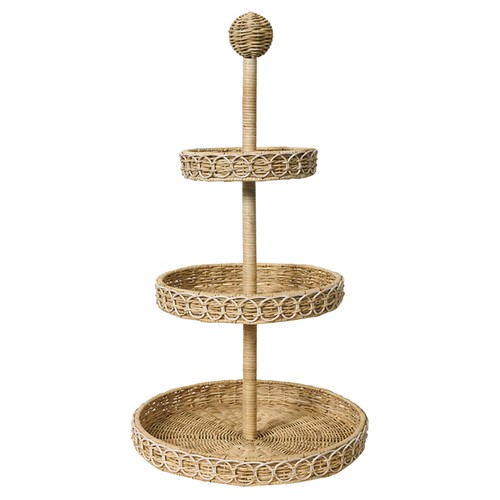 Juliska Provence French Country Whitewash Woven Rattan 3 Tier Serving Tray