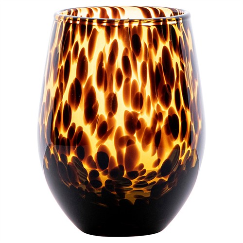 Juliska Puro Modern Classic Espresso Tortoise Shell Stemless Wine Glass