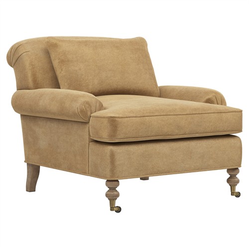 Carter Updated Traditional Brown Performance Velvet Caster Chair and a Half