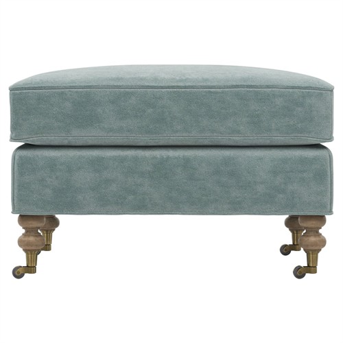 Carter Traditional Light Blue Performance Velvet Caster Rectangular Ottoman