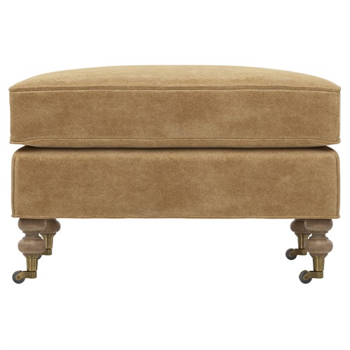Carter Updated Traditional Brown Performance Velvet Caster Rectangular Ottoman