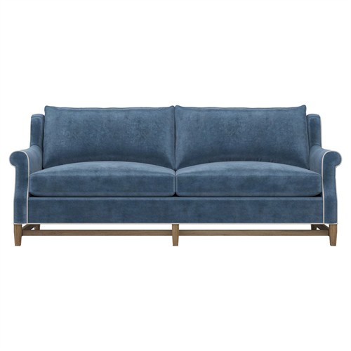 Lowen Updated Traditional Blue Performance Velvet Sofa - 88&quot;