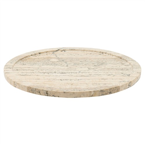 Laura Coastal Beach Silver Travertine Lazy Susan - 14&quot;